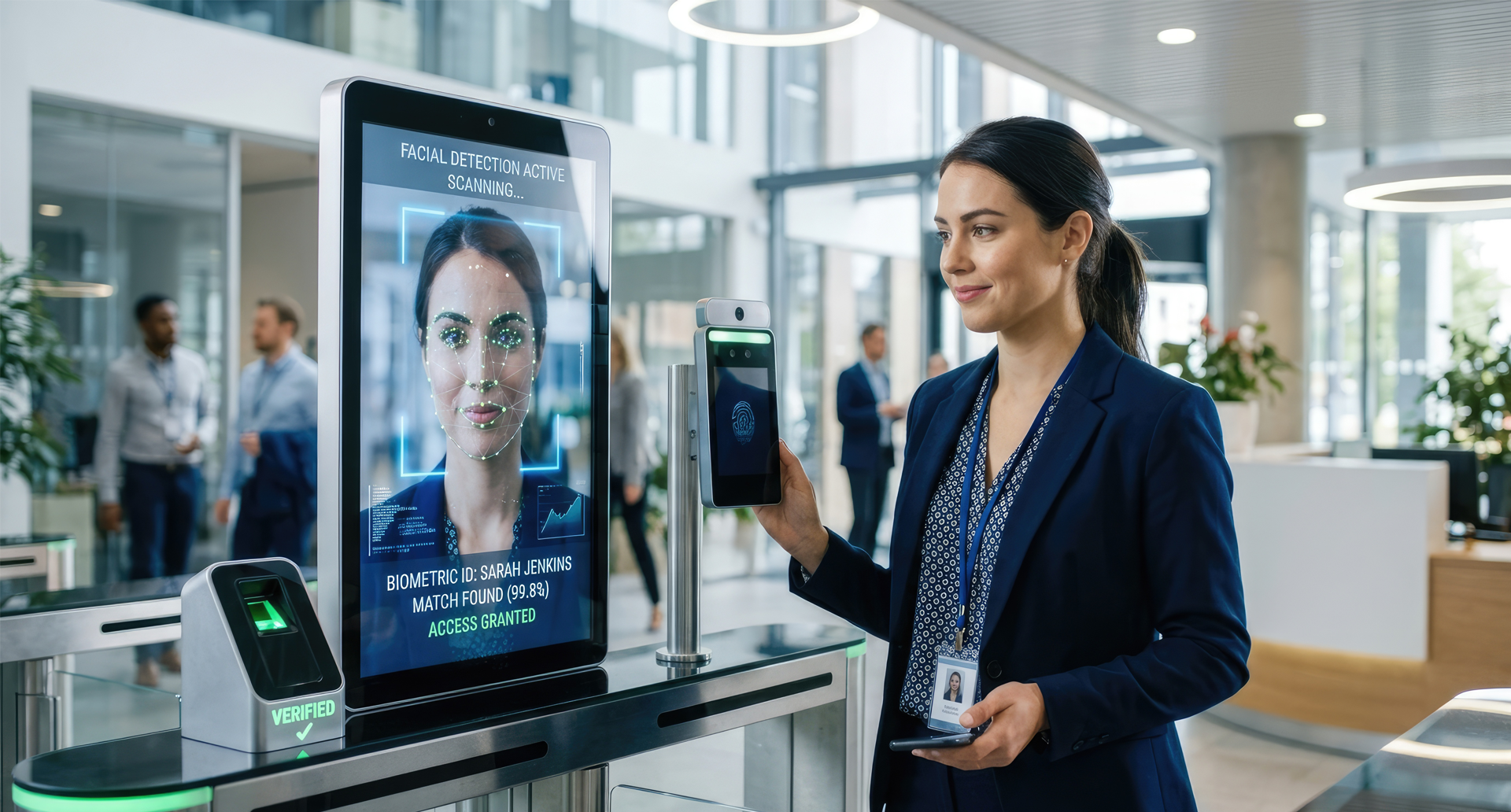 I 3 Pilastri Operativi della Cybersecurity Zero Trust Cybersecurity Zero Trust – verifica biometrica e autenticazione di identità per accesso controllato in ufficio enterprise